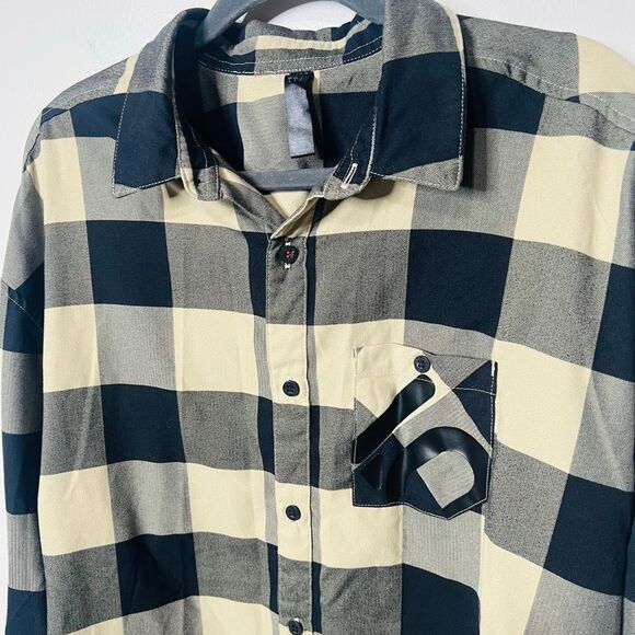 Adidas Black Tan Plaid Check Long Sleeve Button Up Shirt five ten Five Ten Brand - Picture 5 of 12